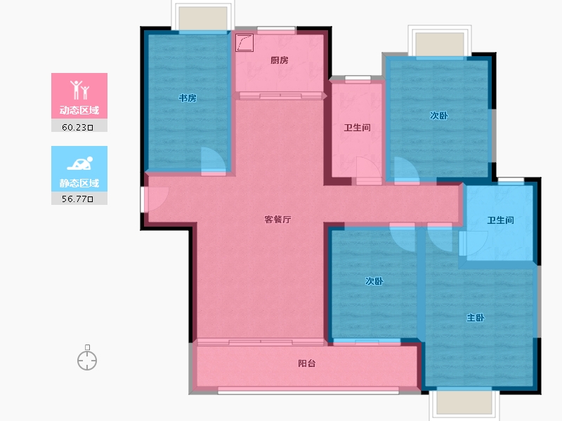 湖南省-湘潭市-九华世纪城·东苑-105.00-户型库-动静分区