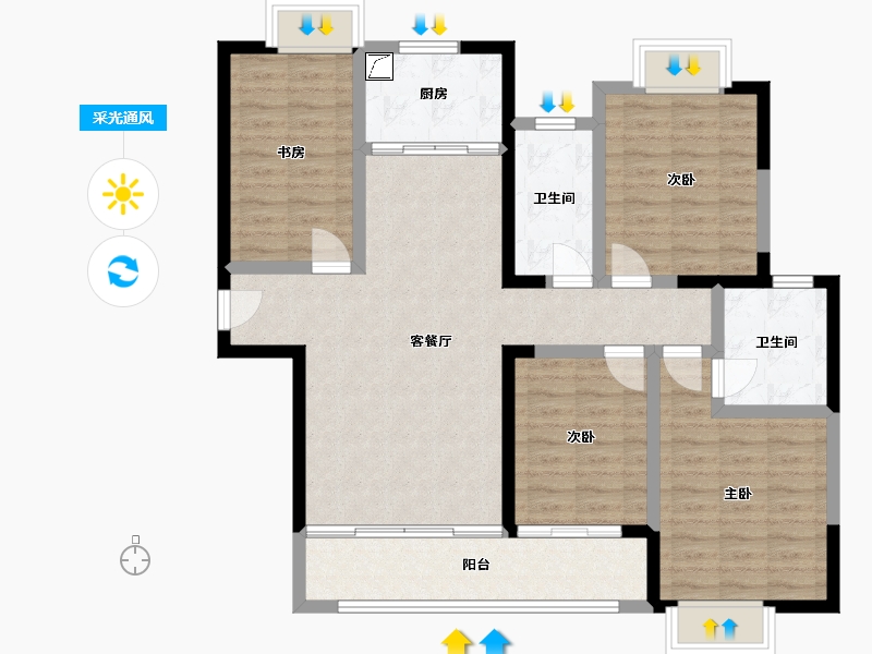 湖南省-湘潭市-九华世纪城·东苑-105.00-户型库-采光通风