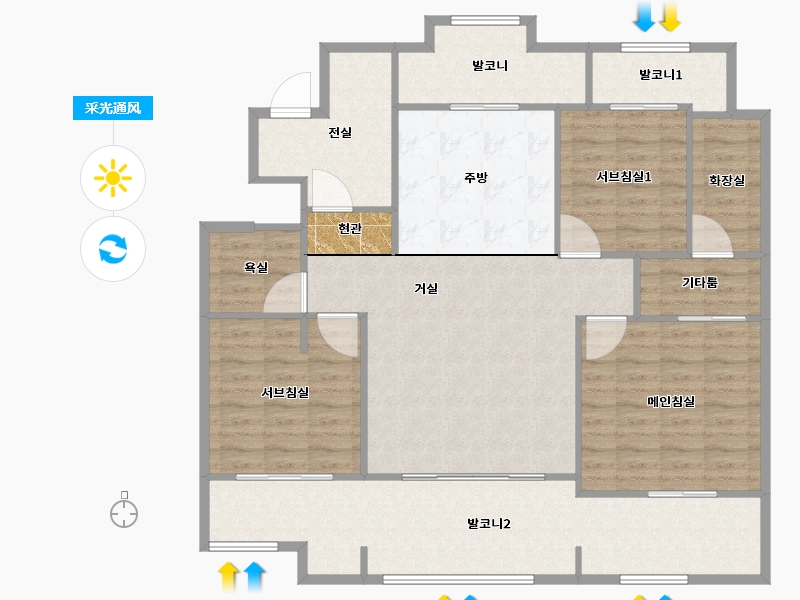 경기도-수원시 권선구-남광하우스토리1차-124.89-户型库-采光通风