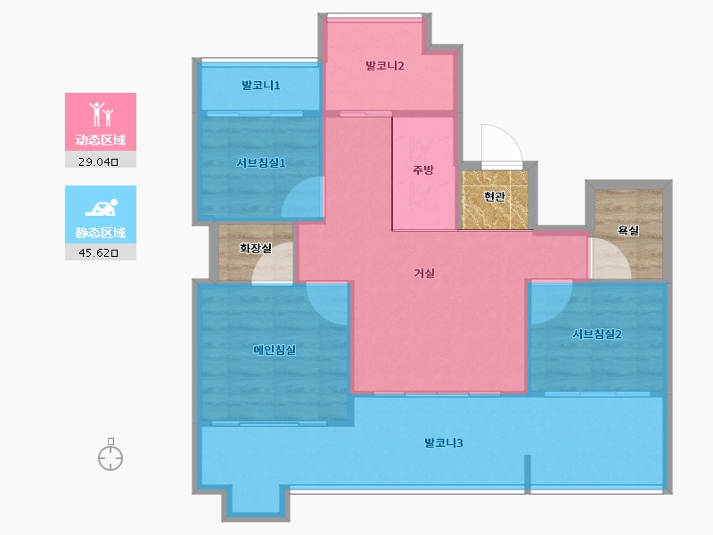 경기도-수원시 팔달구-래미안노블클래스1단지-76.07-户型库-动静分区