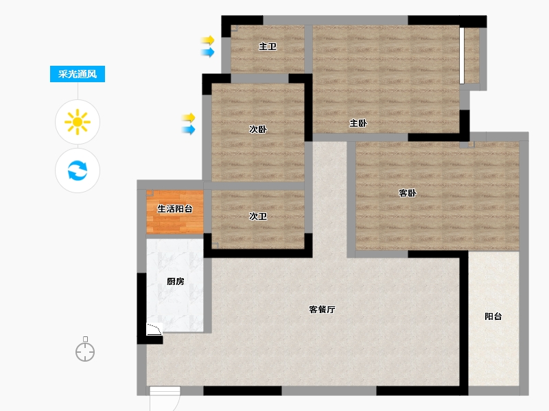 湖南省-长沙市-湘龙家园-102.01-户型库-采光通风