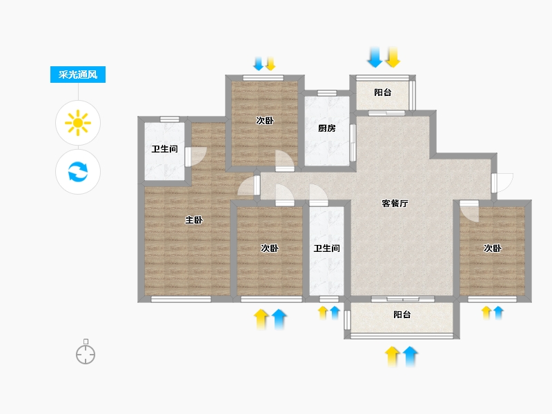 江苏省-苏州市-喜悦花园-120.00-户型库-采光通风