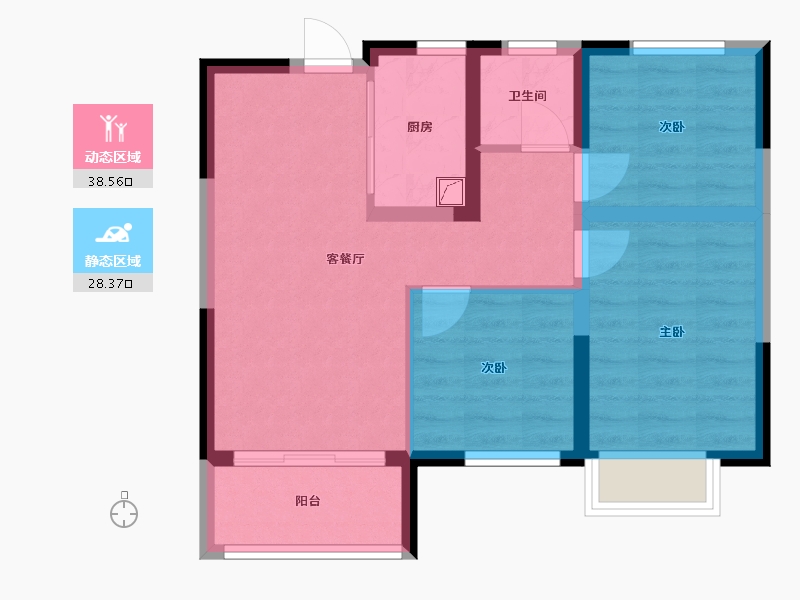 河北省-张家口市-水岸云锦-67.08-户型库-动静分区