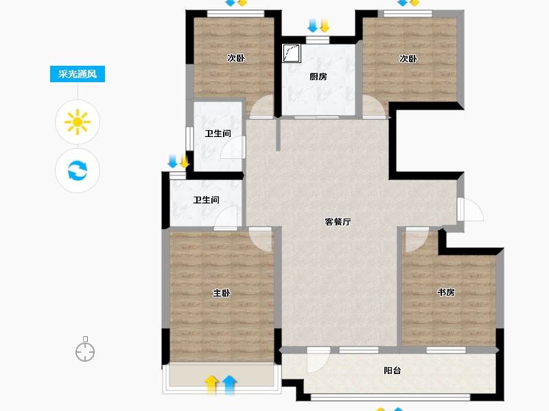 宁夏回族自治区-银川市-中海城-110.00-户型库-采光通风