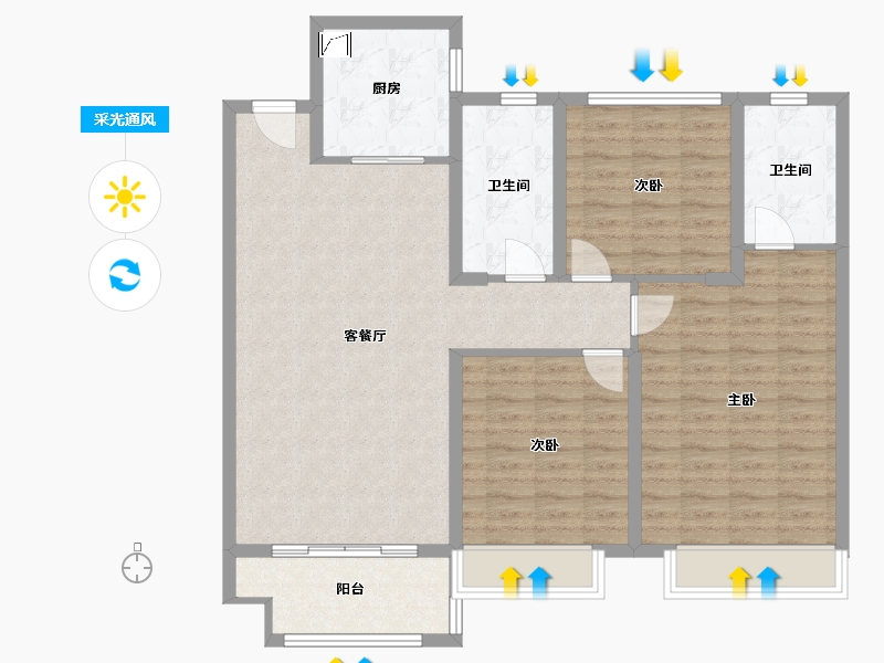 江苏省-苏州市-珑璟阁-108.00-户型库-采光通风