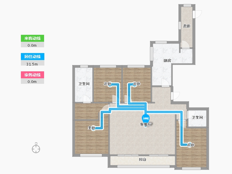 湖北省-武汉市-滨江金茂府-143.00-户型库-动静线