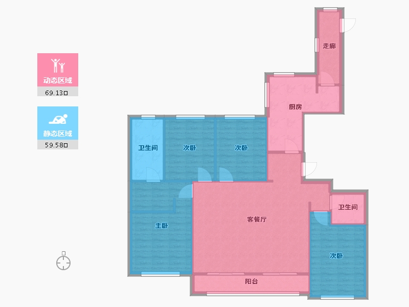 湖北省-武汉市-滨江金茂府-143.00-户型库-动静分区