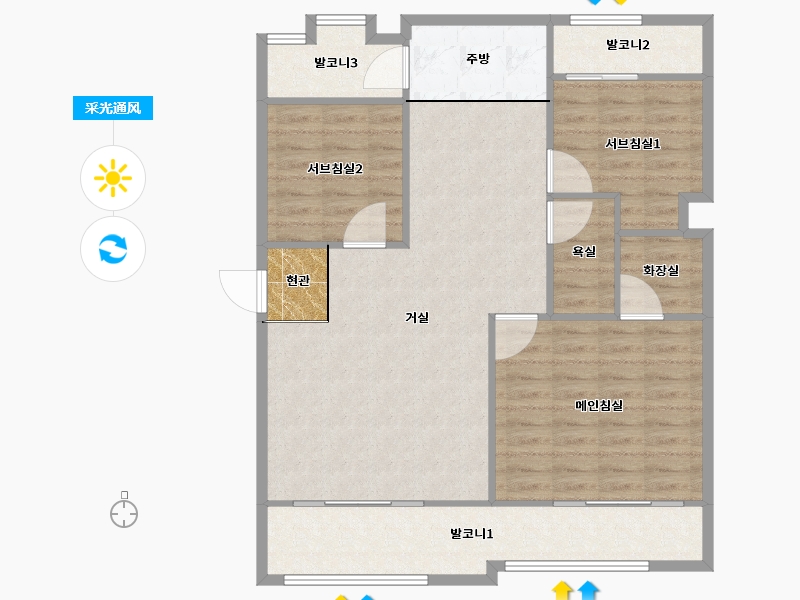 경기도-수원시 권선구-삼성-98.68-户型库-采光通风