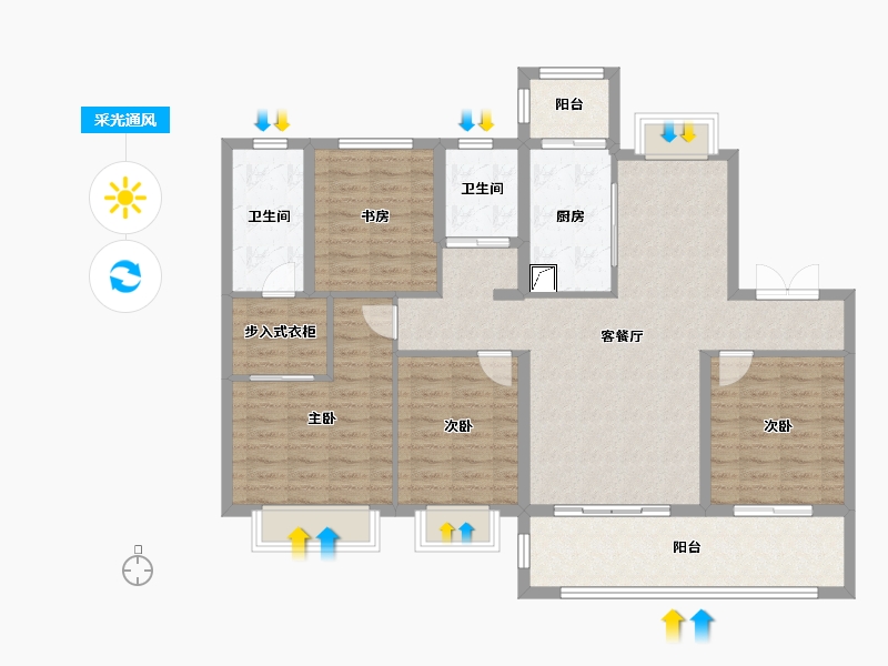 江苏省-南通市-融创盛和·九里桃源-118.00-户型库-采光通风