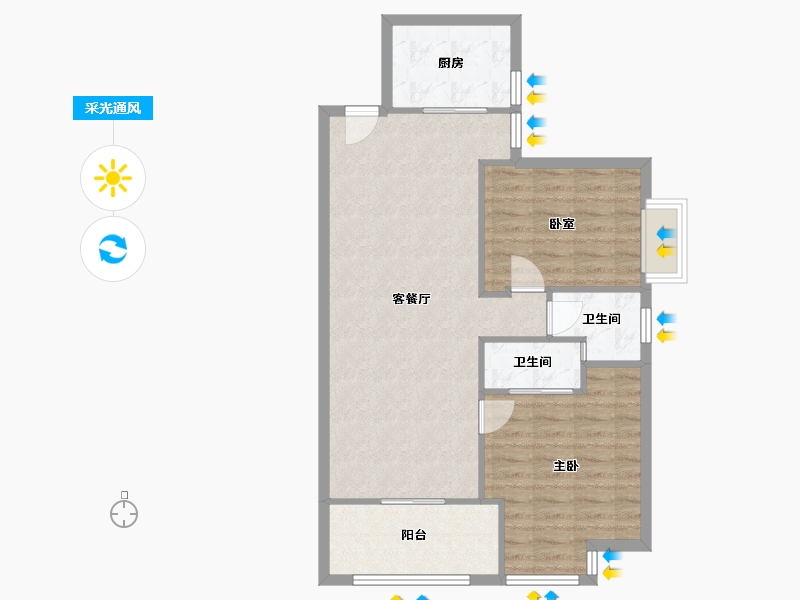 福建省-厦门市-嘉盛豪园-75.87-户型库-采光通风