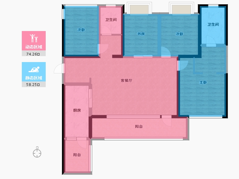 四川省-成都市-鹿溪澜岸-123.00-户型库-动静分区