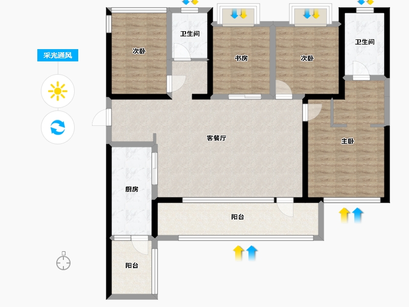 四川省-成都市-鹿溪澜岸-123.00-户型库-采光通风