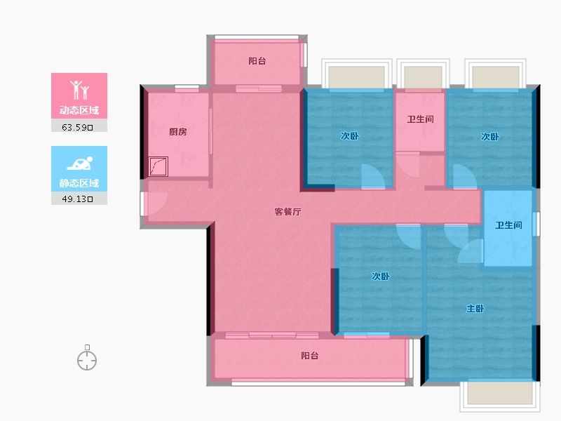 广东省-梅州市-珑玥府-105.00-户型库-动静分区