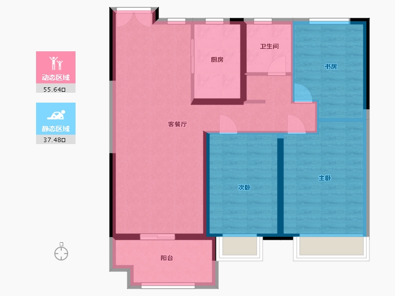 山东省-菏泽市-鲁商蓝岸公馆-83.27-户型库-动静分区