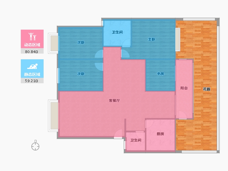 四川省-成都市-华阳滨河花园-130.00-户型库-动静分区