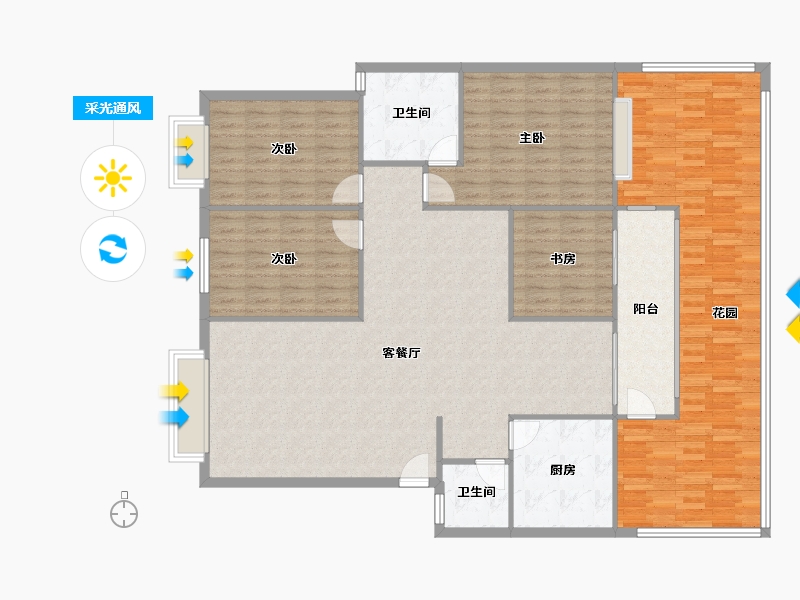 四川省-成都市-华阳滨河花园-130.00-户型库-采光通风