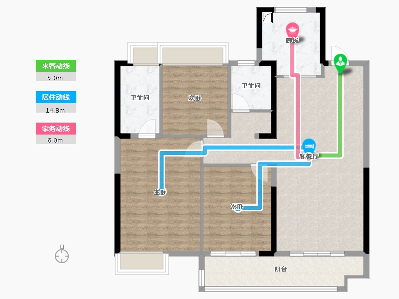 湖北省-潜江市-名筑当代阅-109.00-户型库-动静线