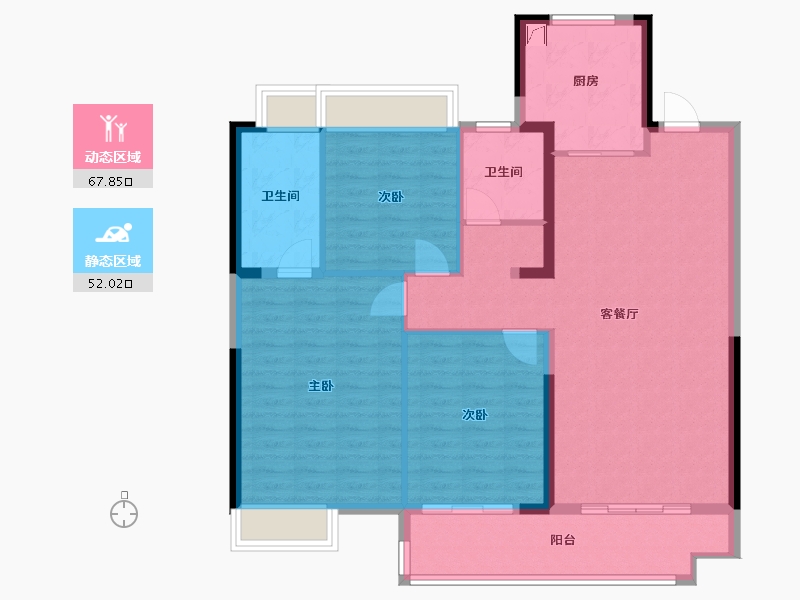 湖北省-潜江市-名筑当代阅-109.00-户型库-动静分区