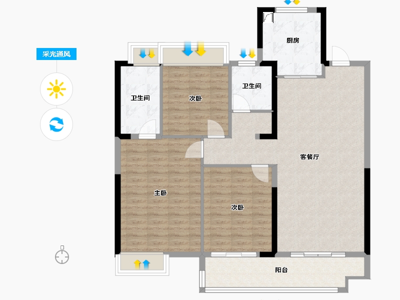 湖北省-潜江市-名筑当代阅-109.00-户型库-采光通风