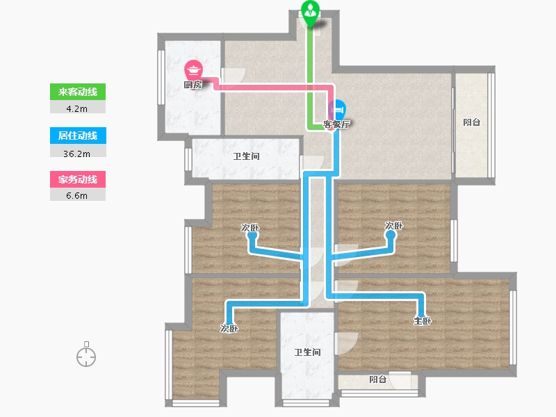 安徽省-合肥市-中街·水晶城-126.00-户型库-动静线