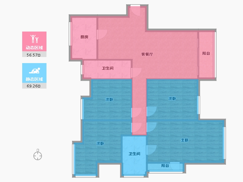 安徽省-合肥市-中街·水晶城-126.00-户型库-动静分区