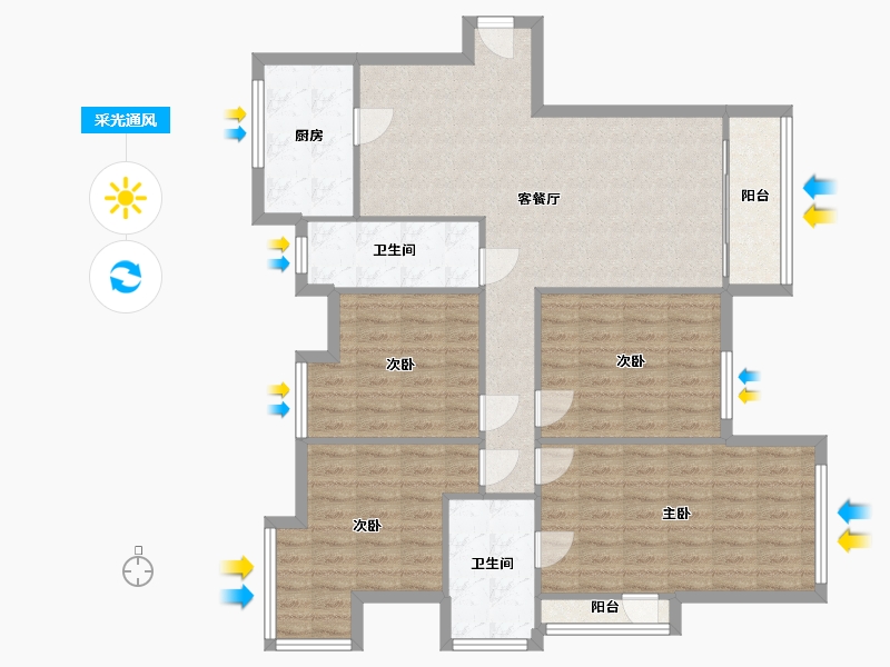 安徽省-合肥市-中街·水晶城-126.00-户型库-采光通风