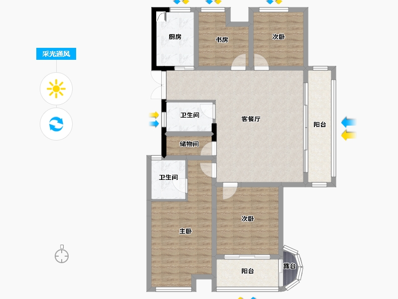 浙江省-嘉兴市-滨江-106.00-户型库-采光通风