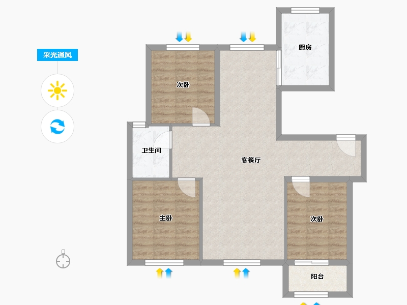 山东省-淄博市-乾宏容园-82.00-户型库-采光通风