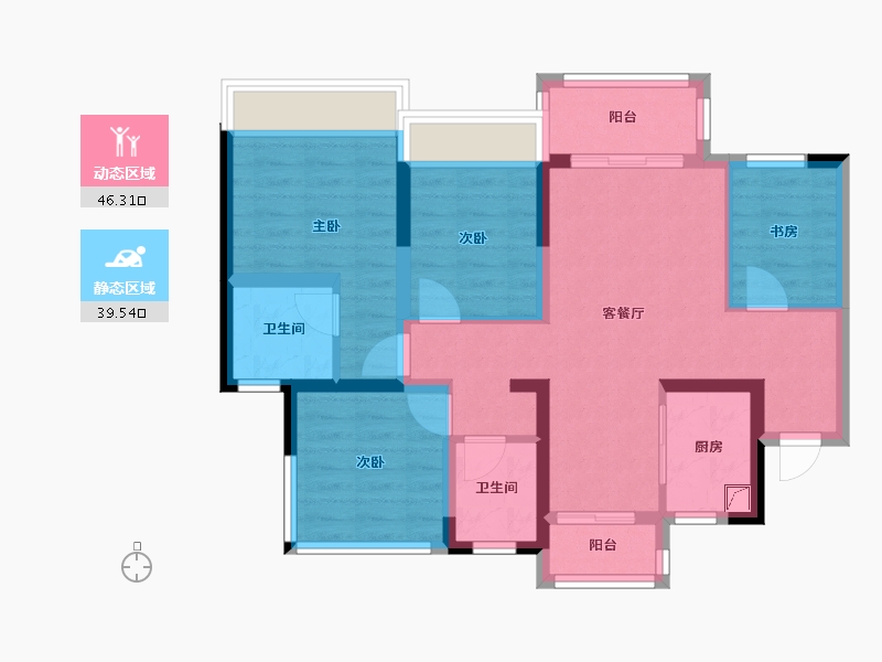 四川省-绵阳市-西山樾-105.00-户型库-动静分区