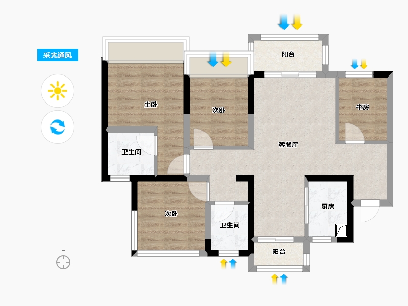 四川省-绵阳市-西山樾-105.00-户型库-采光通风