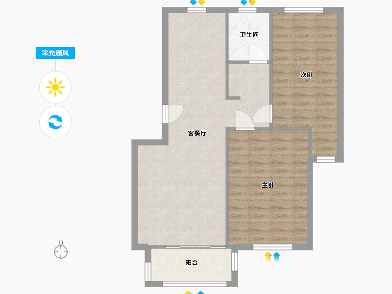 浙江省-杭州市-美凯国际寓所-76.00-户型库-采光通风