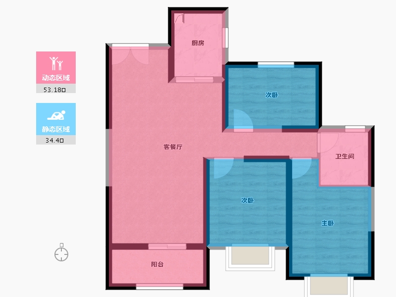 山东省-德州市-德百玫瑰公馆-89.00-户型库-动静分区