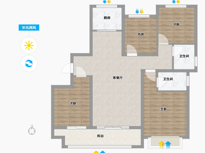 山东省-德州市-东海清和园南园-102.00-户型库-采光通风