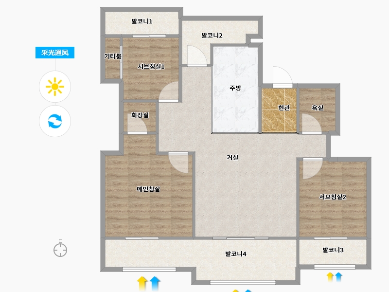 경기도-용인시 기흥구-현대홈타운-107.58-户型库-采光通风