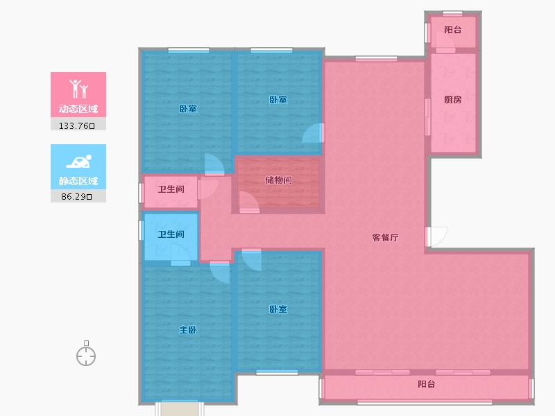 内蒙古自治区-鄂尔多斯市-颐和小区-200.00-户型库-动静分区