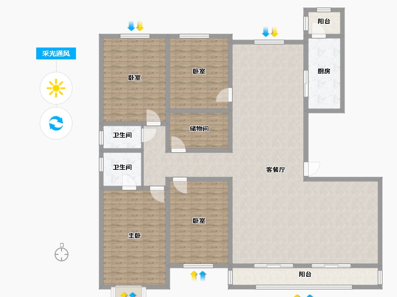 内蒙古自治区-鄂尔多斯市-颐和小区-200.00-户型库-采光通风