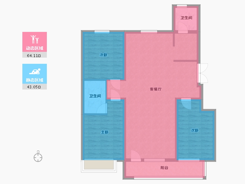 辽宁省-葫芦岛市-欧洲城-96.00-户型库-动静分区