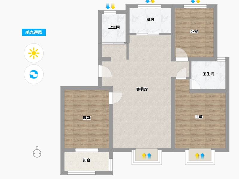 河北省-沧州市-东方名都-90.00-户型库-采光通风