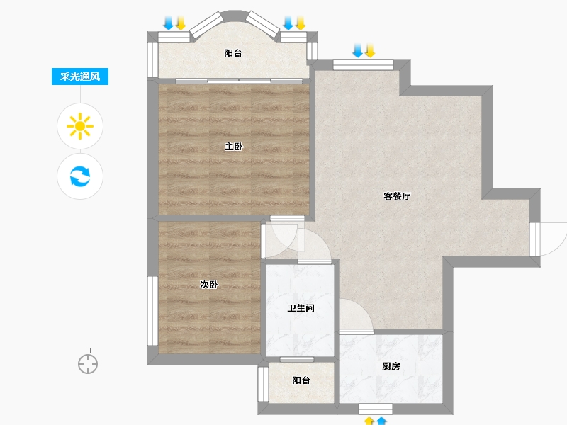 广东省-广州市-荔港南湾-60.00-户型库-采光通风