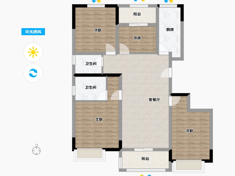 安徽省-滁州市-东骏华府-109.00-户型库-采光通风