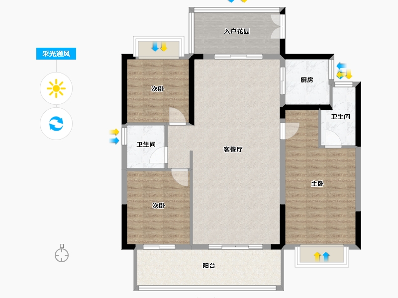 湖北省-潜江市-名筑当代阅MOMΛ-110.00-户型库-采光通风