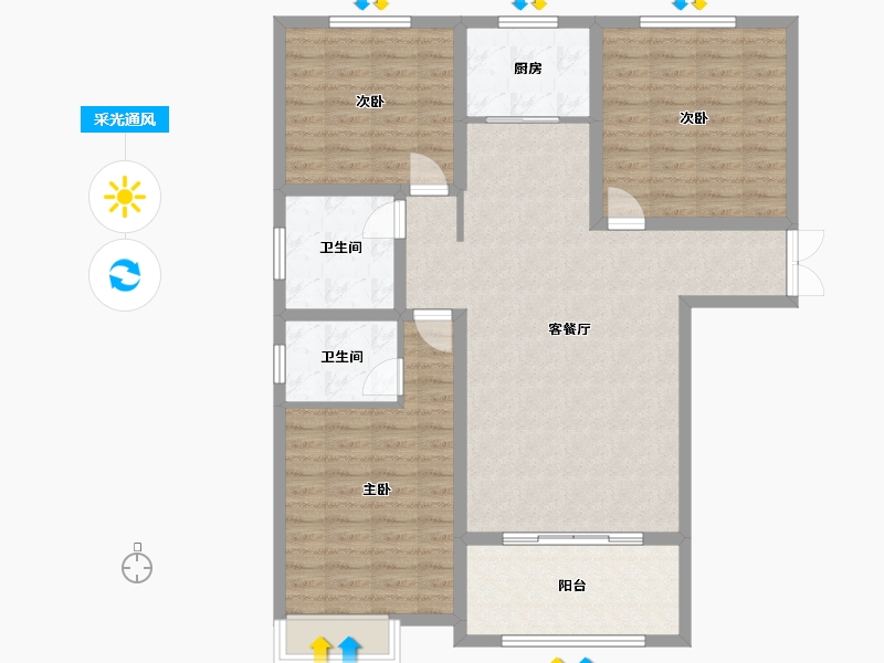 河南省-焦作市-香格里拉-110.00-户型库-采光通风