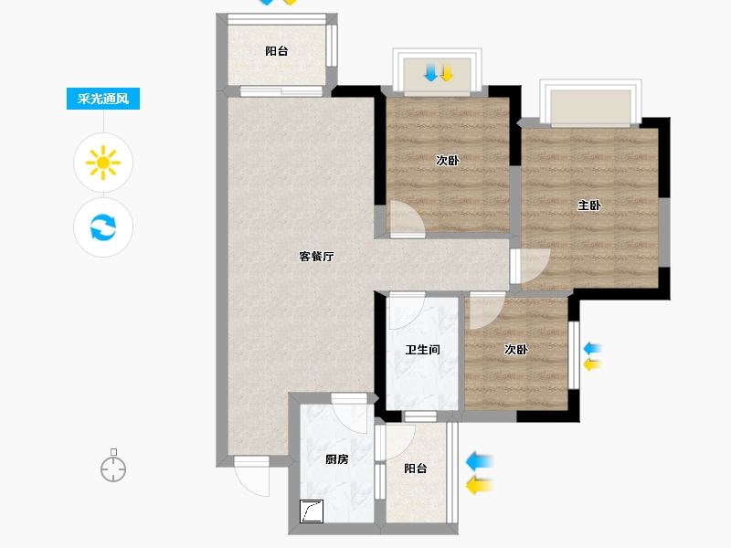 四川省-眉山市-云樾天境-65.51-户型库-采光通风