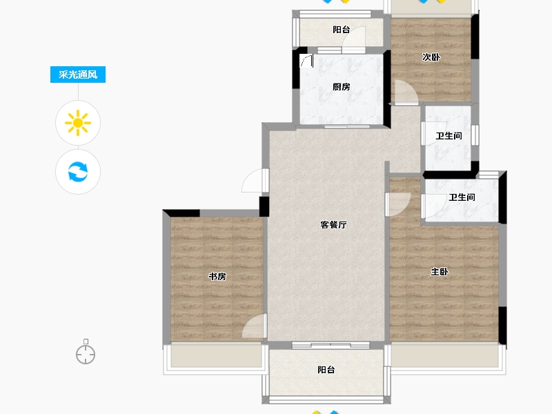 湖北省-荆州市-交投碧桂园-90.00-户型库-采光通风