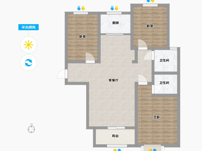 河北省-衡水市-北斗星城雅园二期-95.00-户型库-采光通风