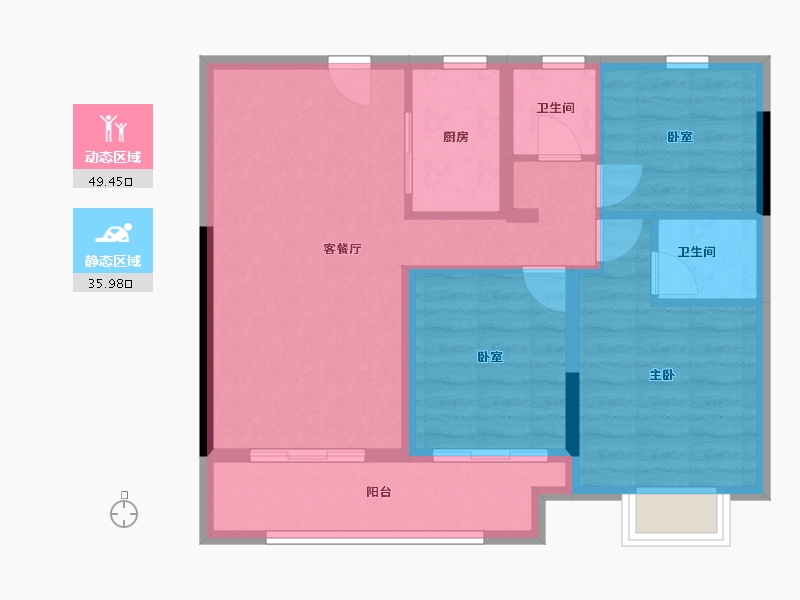 江苏省-苏州市-蔚蓝四季-85.00-户型库-动静分区