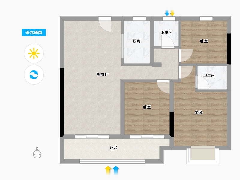 江苏省-苏州市-蔚蓝四季-85.00-户型库-采光通风