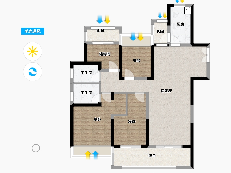 安徽省-六安市-远大雍华府-100.00-户型库-采光通风