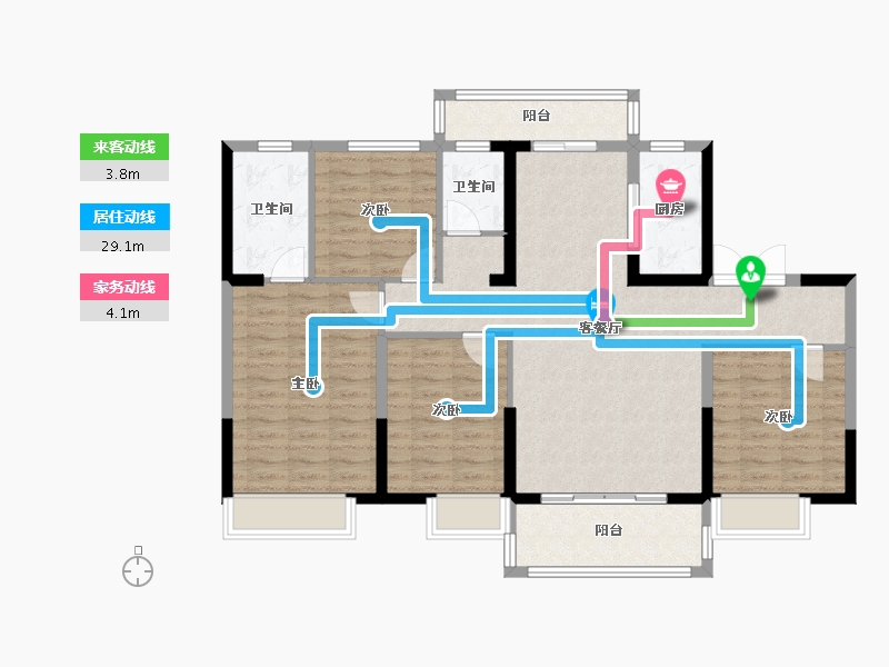 江苏省-宿迁市-新城控股江苏华轩太湖花园-110.00-户型库-动静线