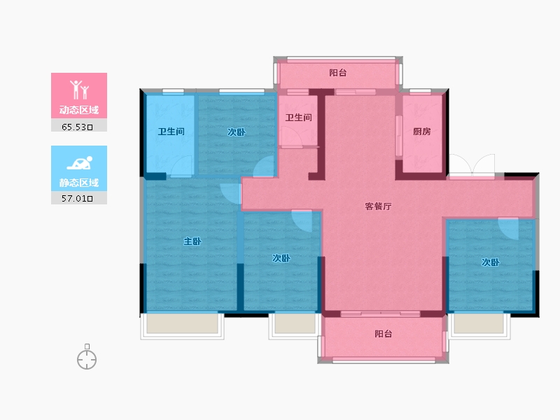 江苏省-宿迁市-新城控股江苏华轩太湖花园-110.00-户型库-动静分区